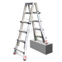 Telescopic Alu. Double-sided Rung-step Ladder with 4 Adjustable Ladder Feet<br/>(DFAT-E)