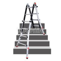 Push-lock Telescopic Folding Ladder with 4 Adjustable Ladder Feet<br/>(DFTP-ES)