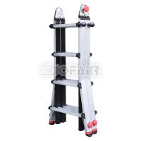 Push-lock Telescopic Folding Ladder with 4 Adjustable Ladder Feet<br/>(DFTP-ES)