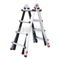 Push-lock Telescopic Folding Ladder with 4 Adjustable Ladder Feet<br/>(DFTP-ES)