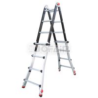 Push-lock Telescopic Folding Ladder with 4 Adjustable Ladder Feet<br/>(DFTP-ES)